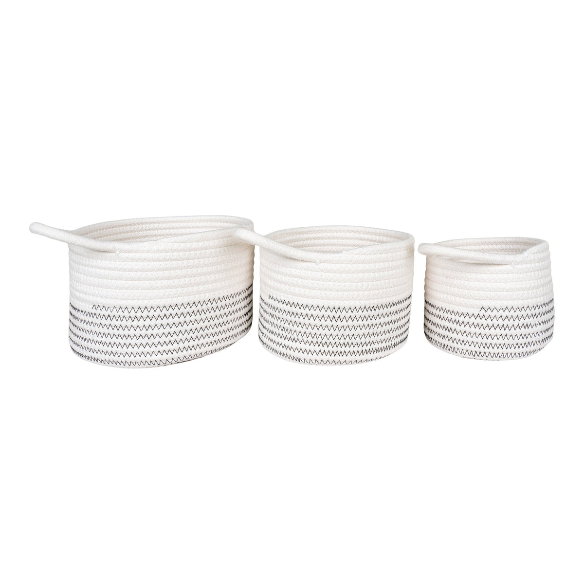 White/grey cotton baskets Algar - set of 3