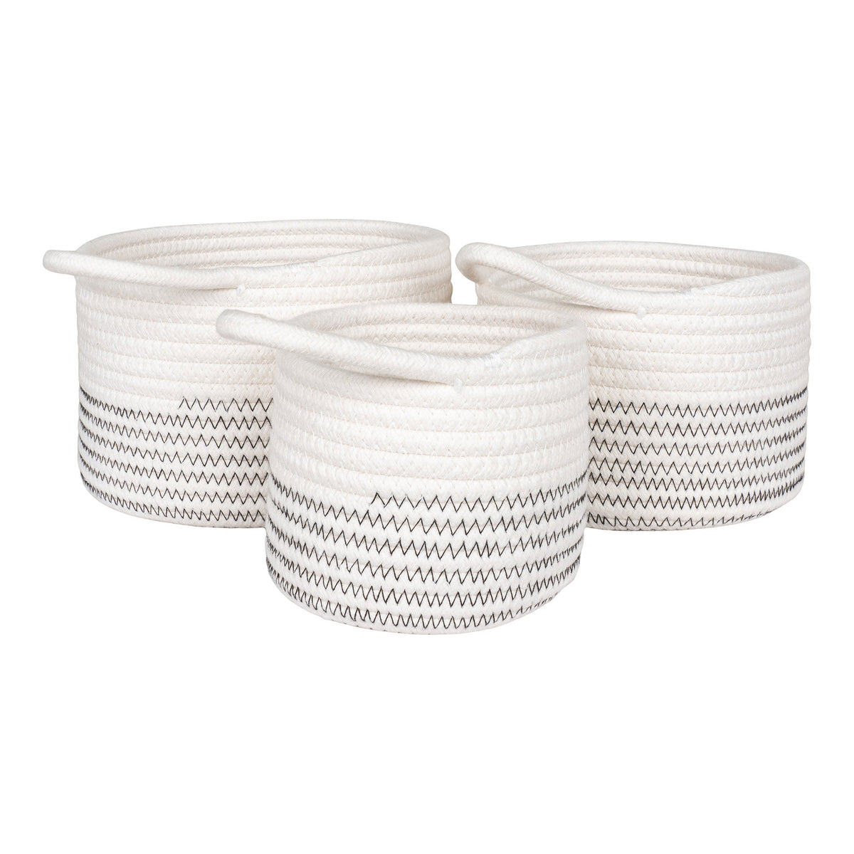 White/grey cotton baskets Algar - set of 3