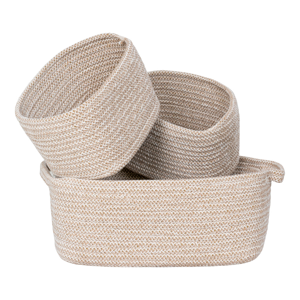 Beige Cotton Baskets Teixo - set of 3