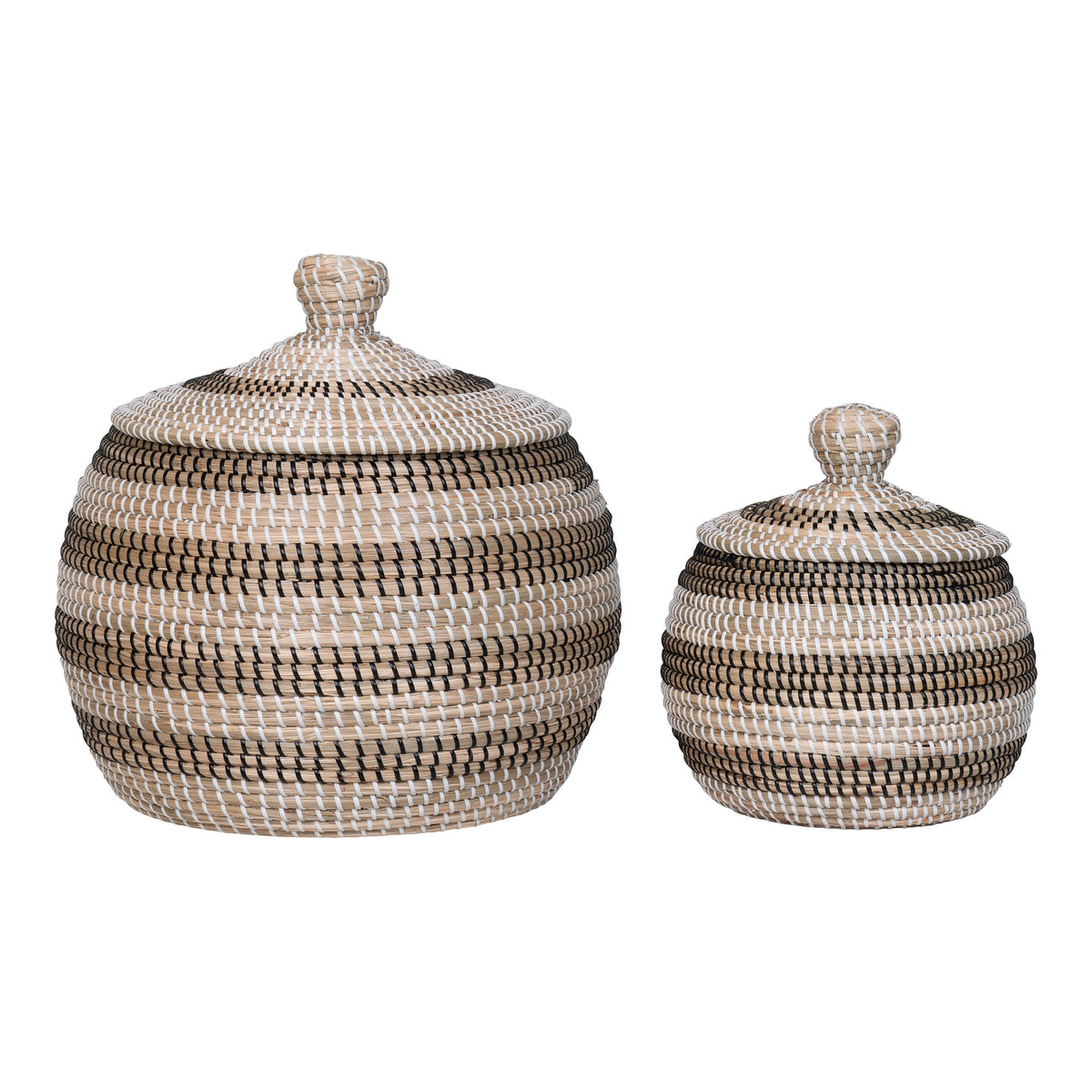 Ipoh Baskets - Baskets, seagrass, natural/white/black, set of 2