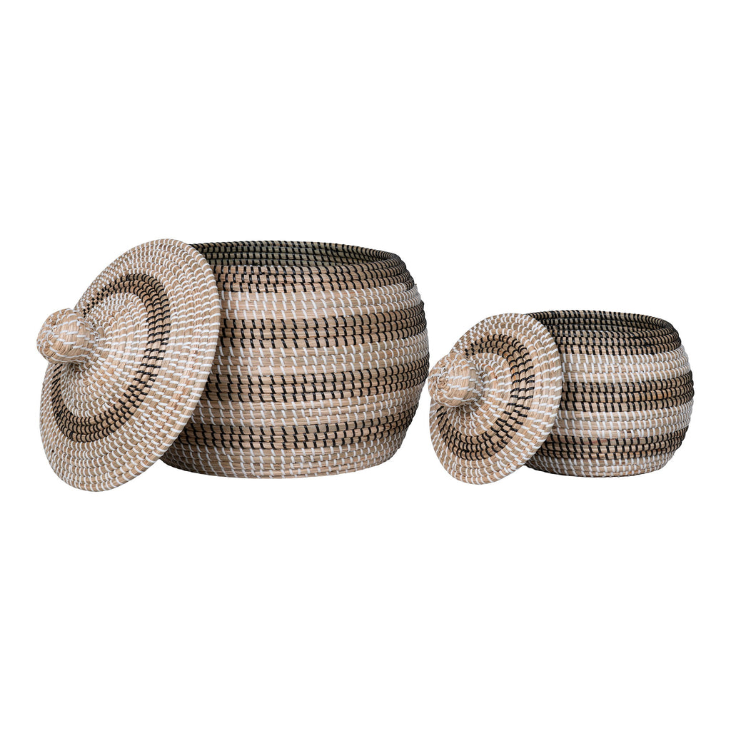 Ipoh Körbe - Körbe, Seegras, natur/weiß/schwarz, 2er Set