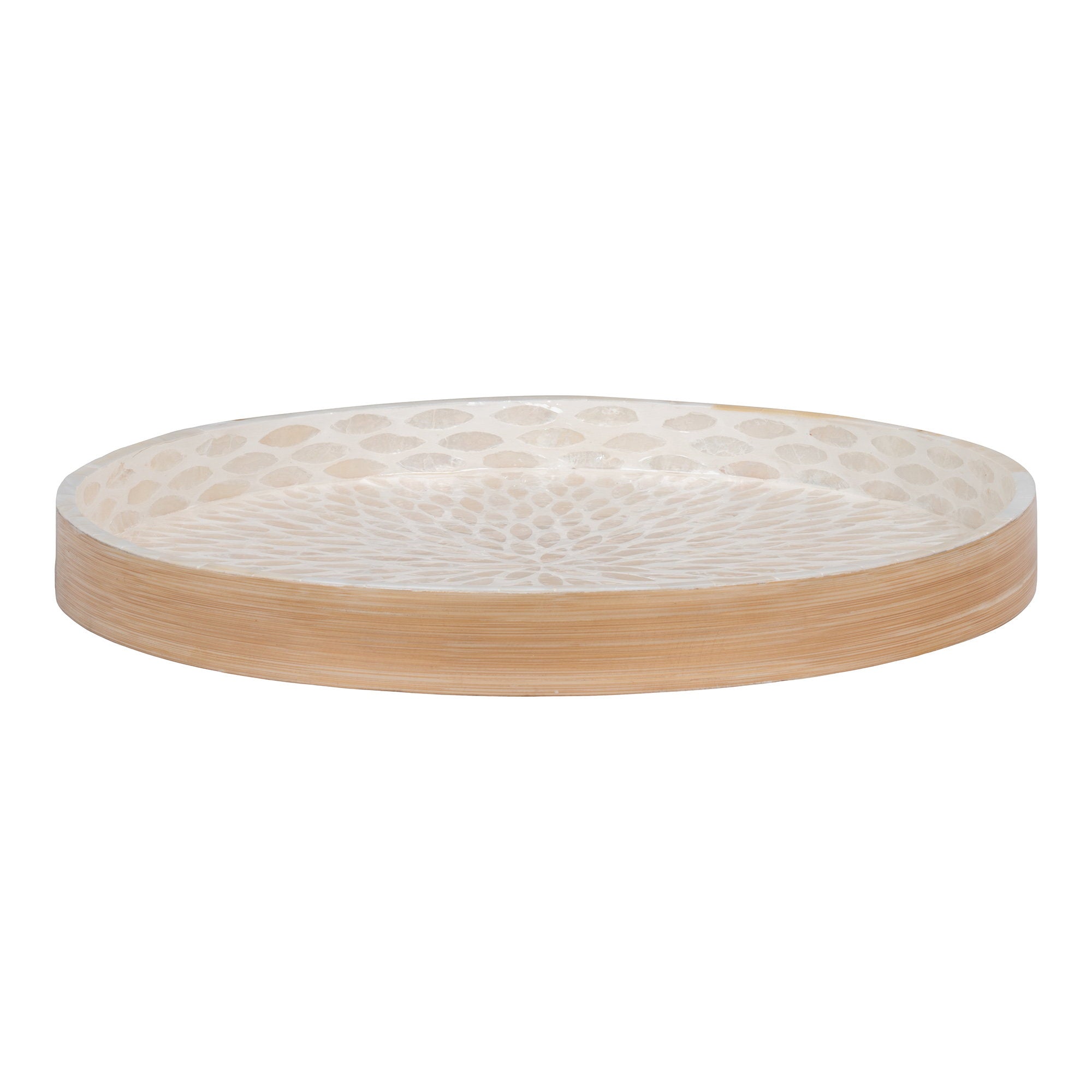 Dienblad - Bamboe/capiz, beige 40x40x3,5 cm