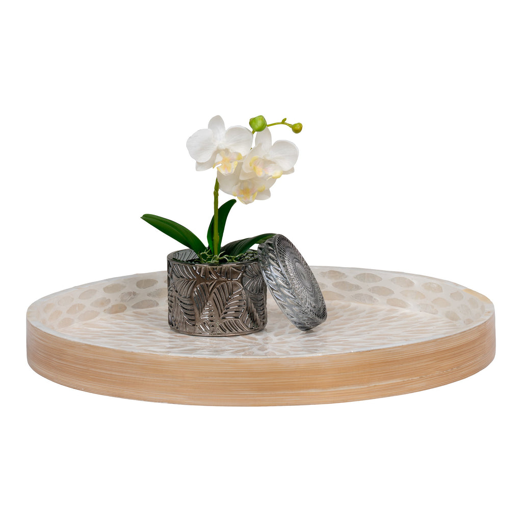 Dienblad - Bamboe/capiz, beige 40x40x3,5 cm