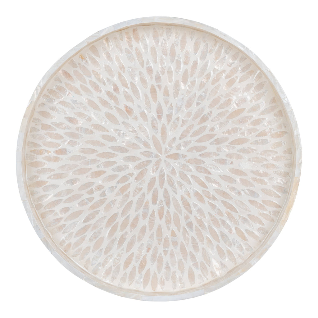 Dienblad - Bamboe/capiz, beige 40x40x3,5 cm