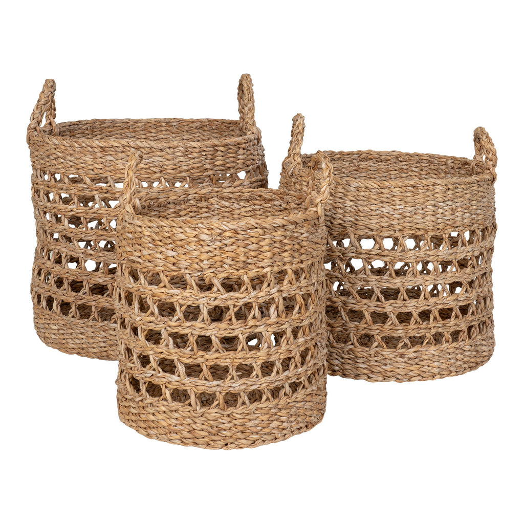 Seagrass Baskets Balok with black details - set of 3