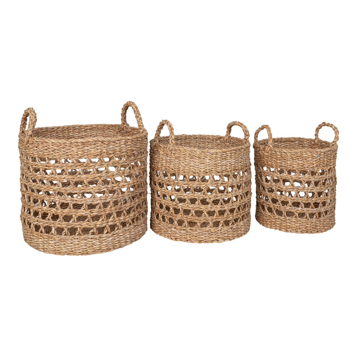Seagrass Baskets Balok with black details - set of 3