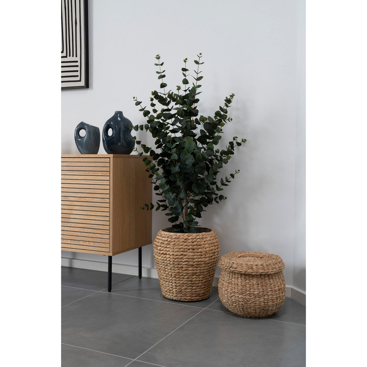 Denia Basket - Basket, water hyacinth, natural, ø34.5x34.5 cm