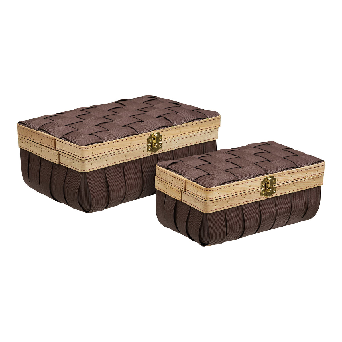 Medan baskets with wood look - brown, set of 2
