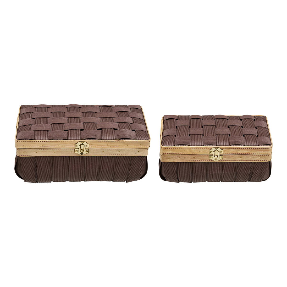 Medan baskets with wood look - brown, set of 2