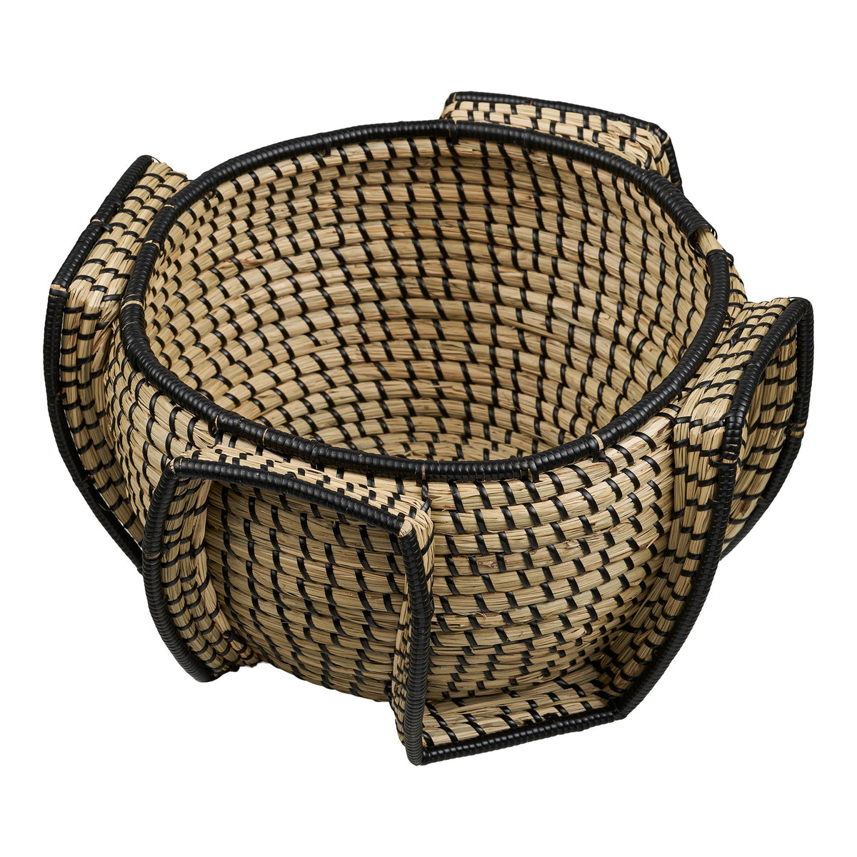 Seagrass basket Medan natural/black - Ø33x20 cm