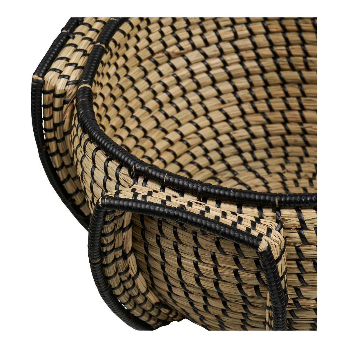 Seagrass basket Medan natural/black - Ø33x20 cm