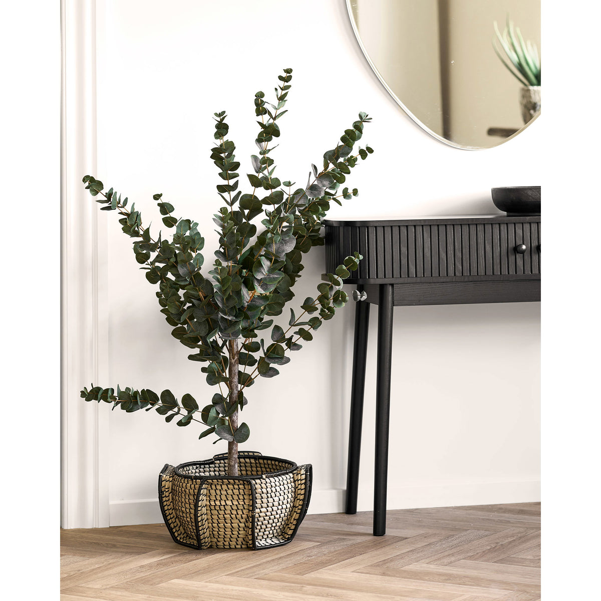 Seagrass basket Medan natural/black - Ø33x20 cm