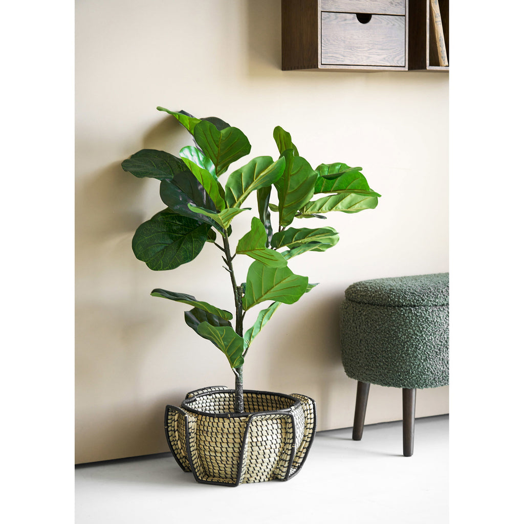 Seegraskorb Medan natur/schwarz - Ø33x20 cm