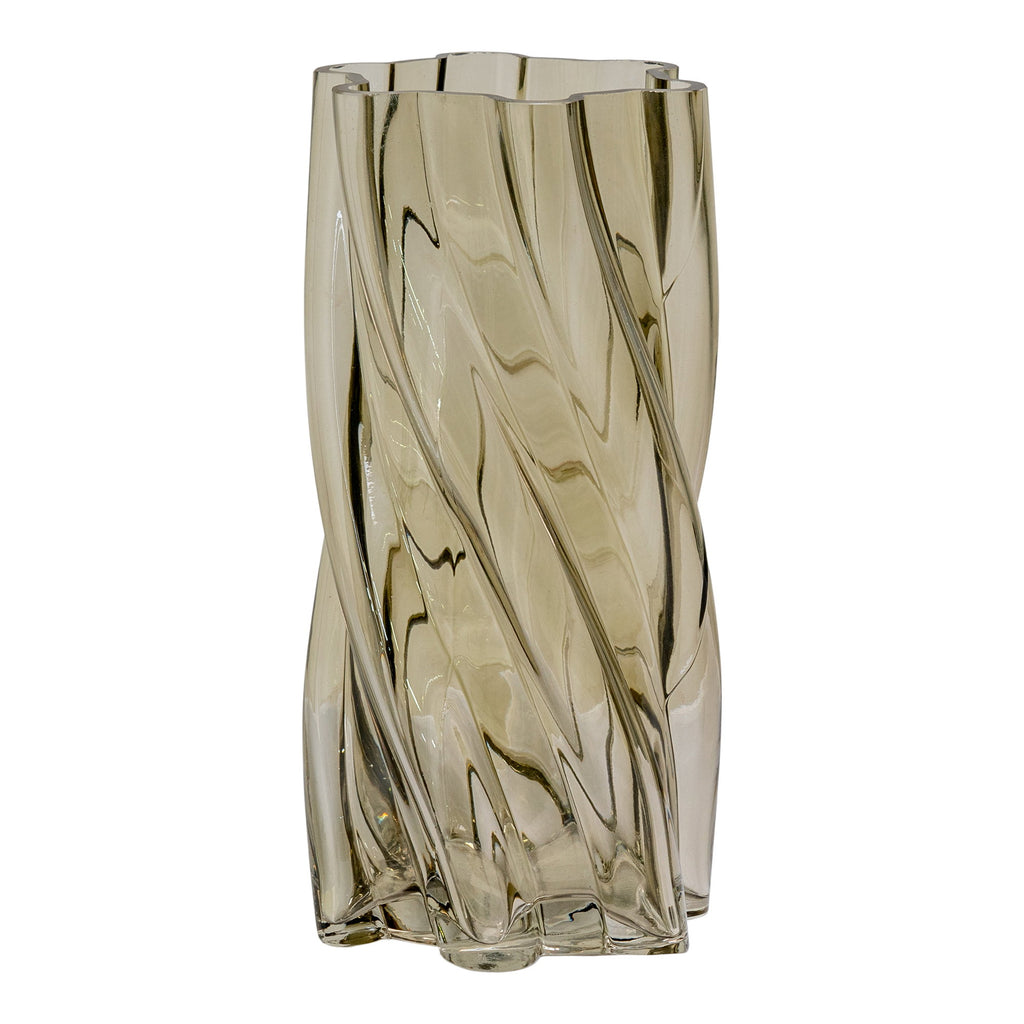 Vaas - Mondgeblazen glas, gerookt groen Ø12,5x25 cm