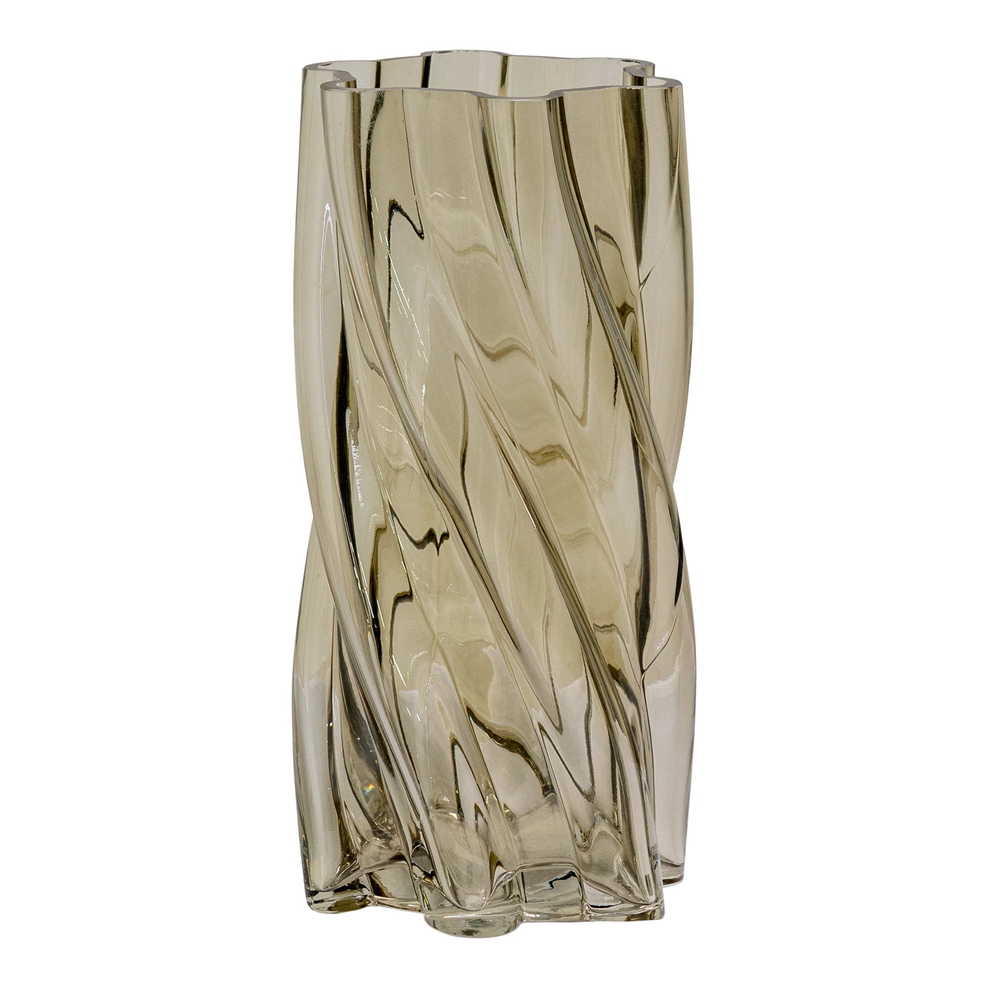 Vaas - Mondgeblazen glas, gerookt groen Ø12,5x25 cm