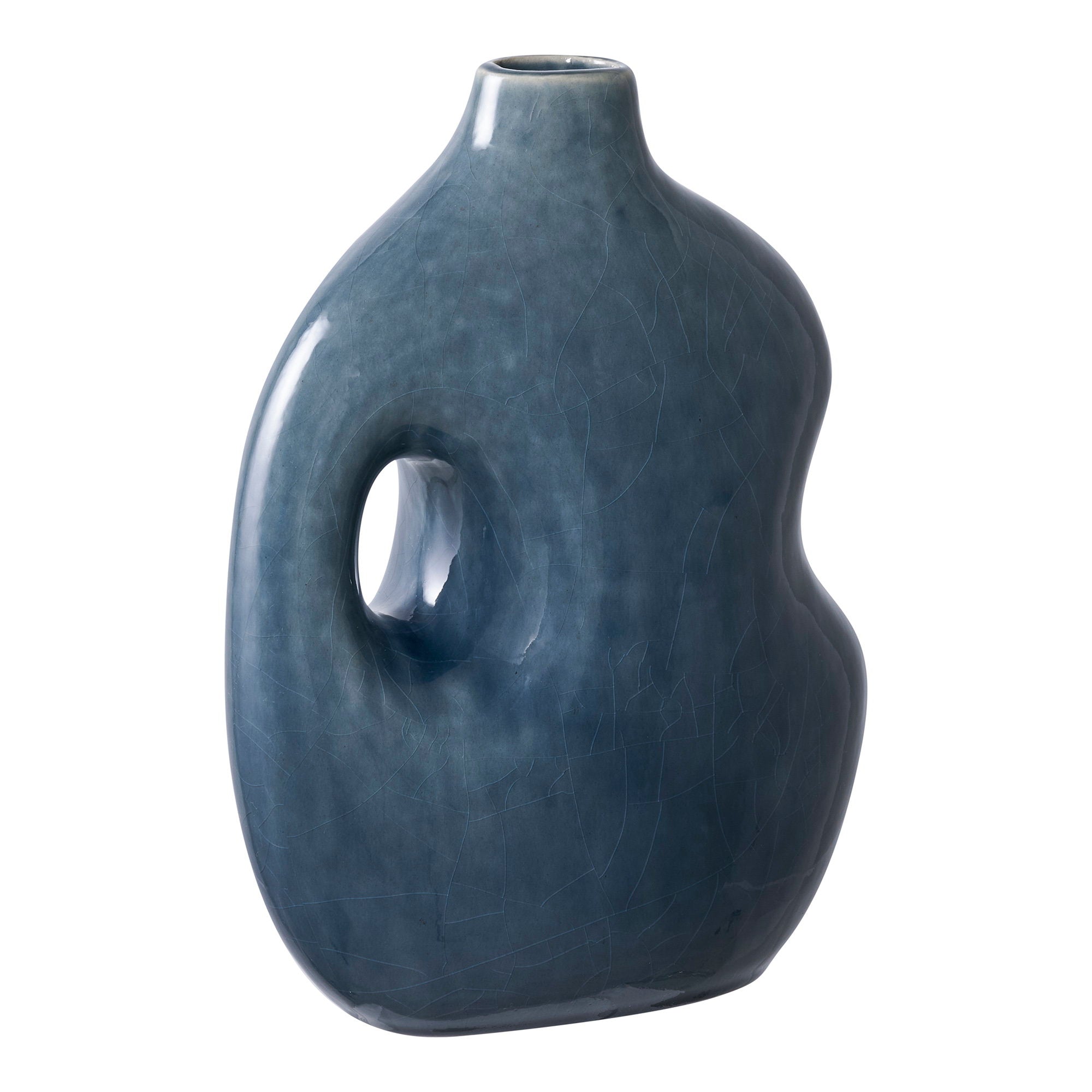 Vaas - Keramiek, blauw 18,5x9,5x24,5 cm