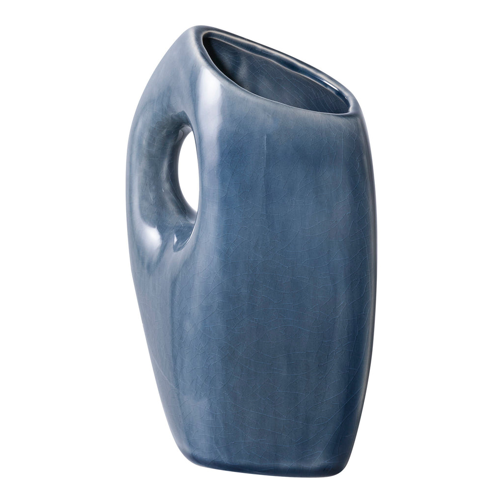 Vaas - Keramiek, blauw 7x14x18 cm