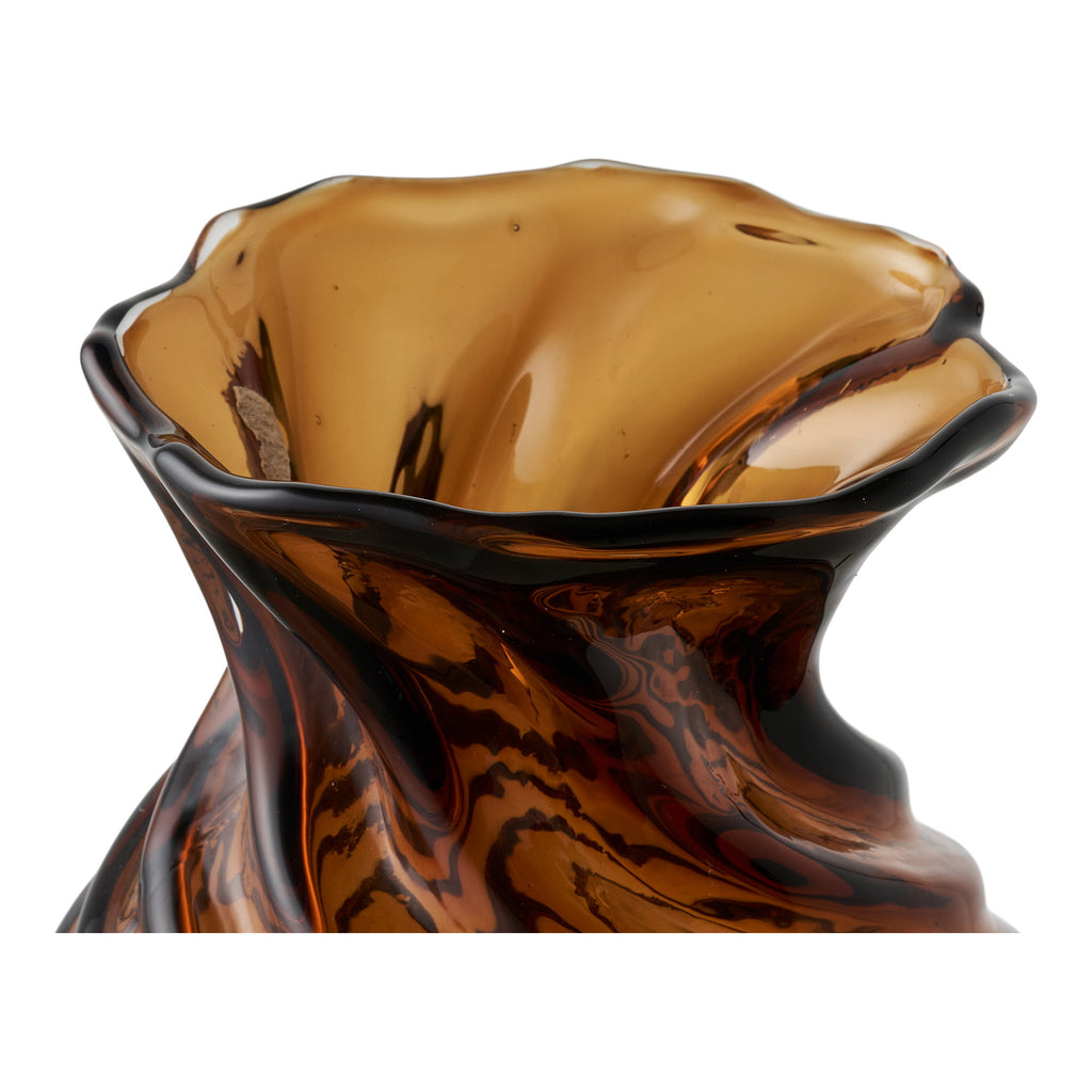 Vaas - Mondgeblazen glas, gerookt bruin Ø16x18,5 cm