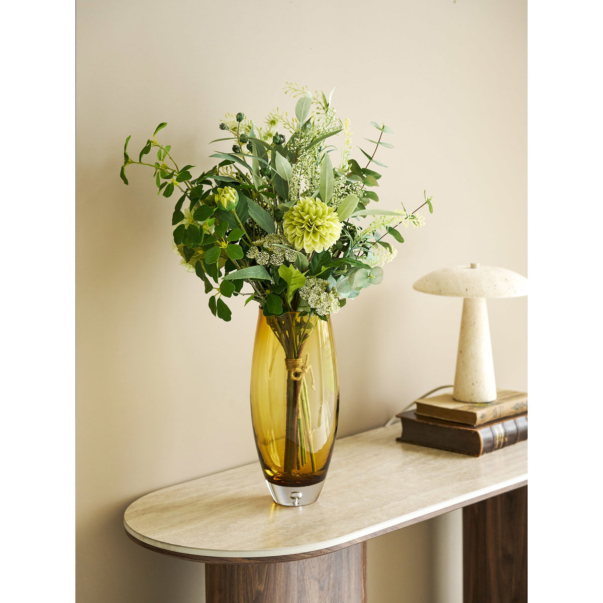 Gold-orange hand-blown glass vase - Ø14x32 cm