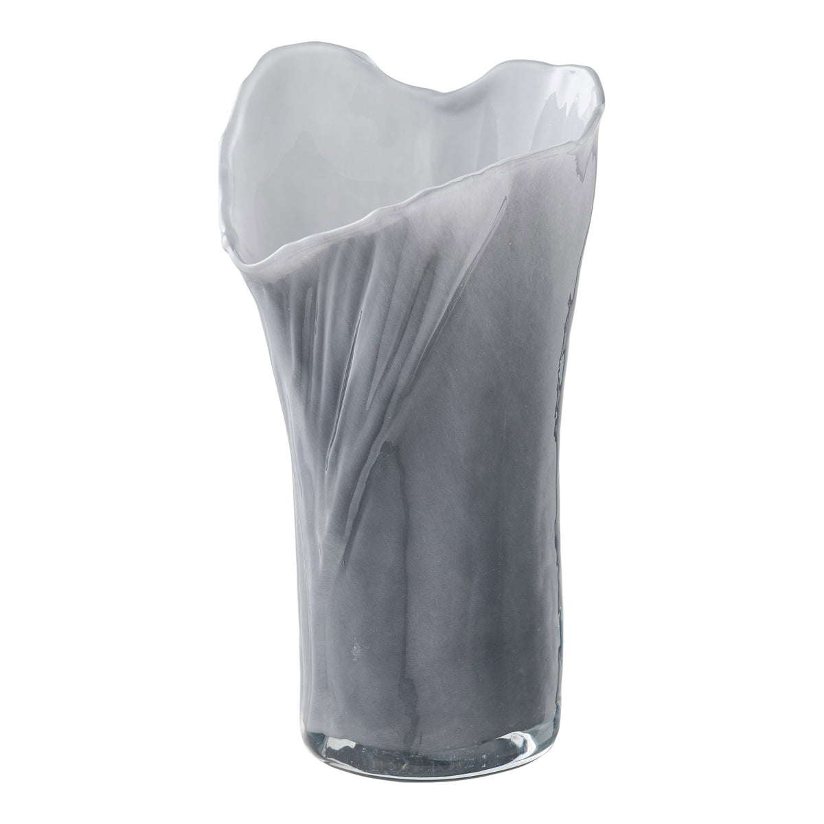 Vase - Vase, mouth-blown glass, grey/white, 13x12.5x24 cm