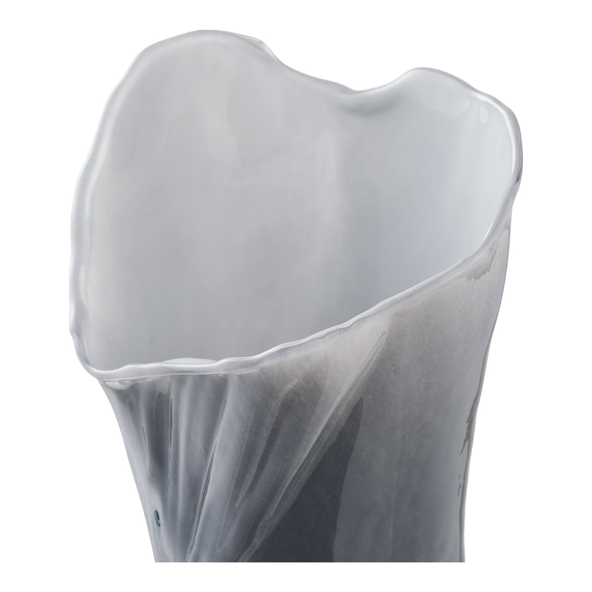 Vase - Vase, mouth-blown glass, grey/white, 13x12.5x24 cm
