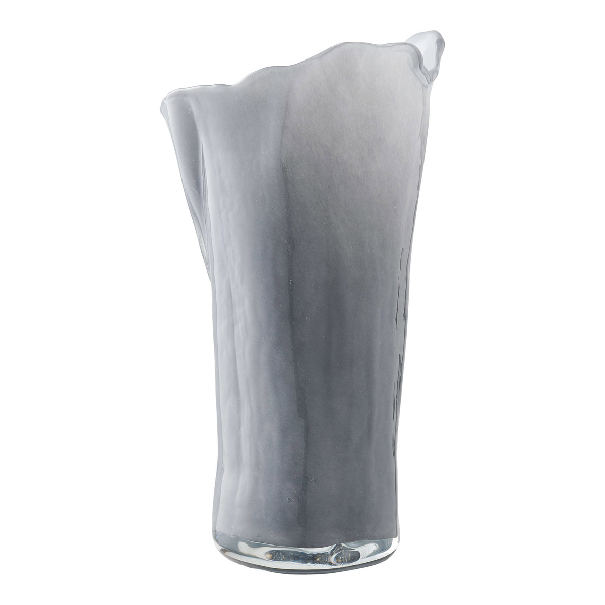 Vase - Vase, mouth-blown glass, grey/white, 13x12.5x24 cm