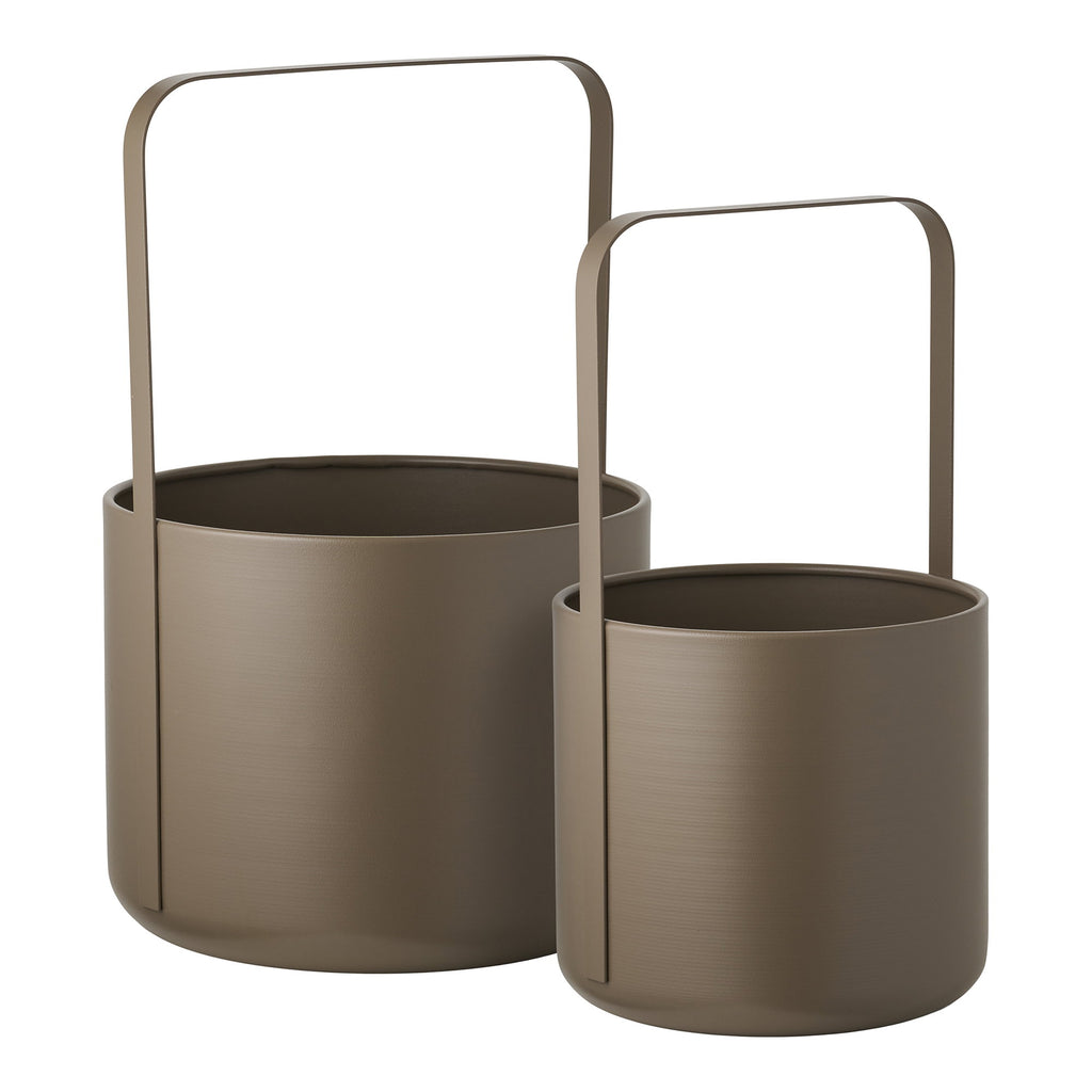 Flowerpot - Flowerpot, steel, brown (set of 2)