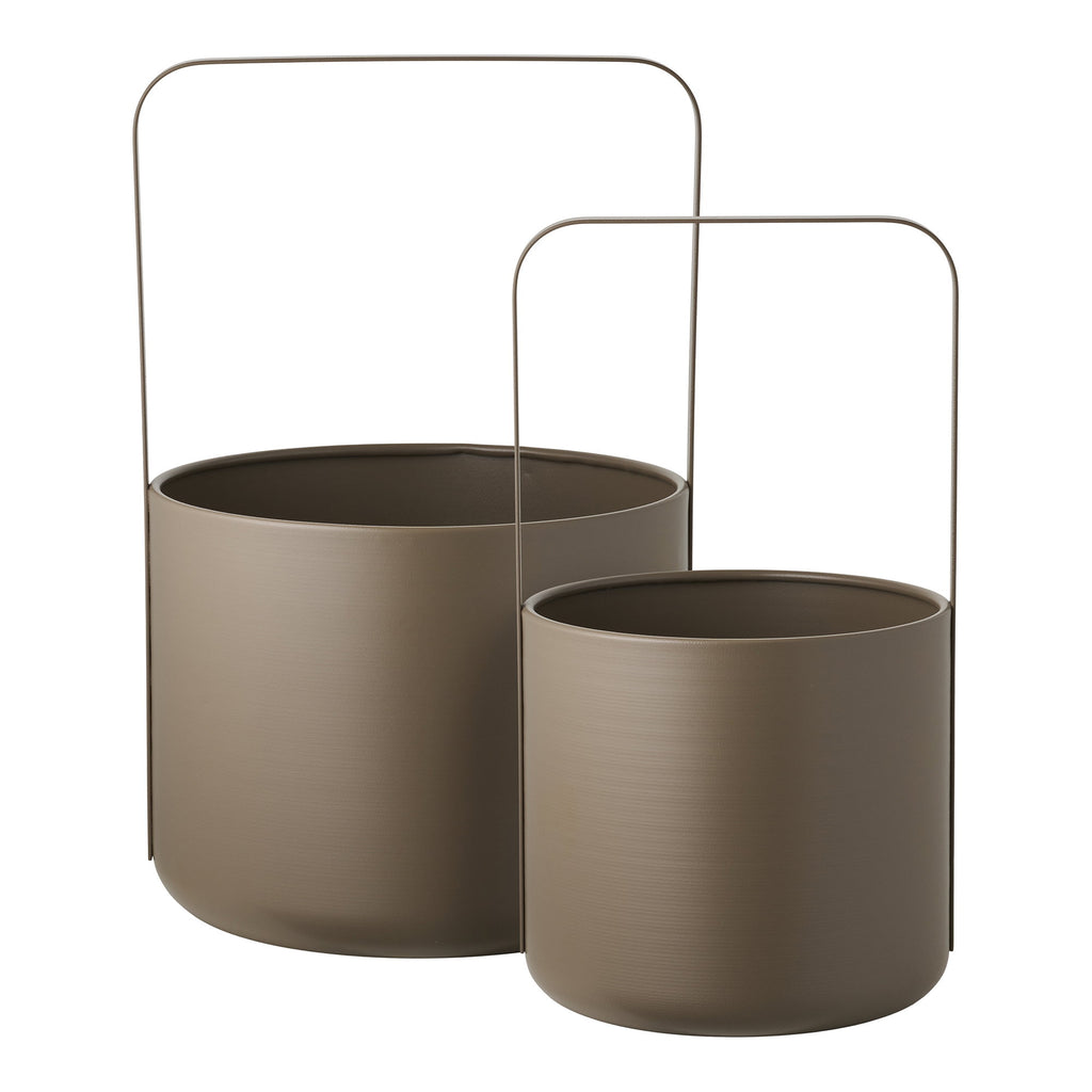 Flowerpot - Flowerpot, steel, brown (set of 2)