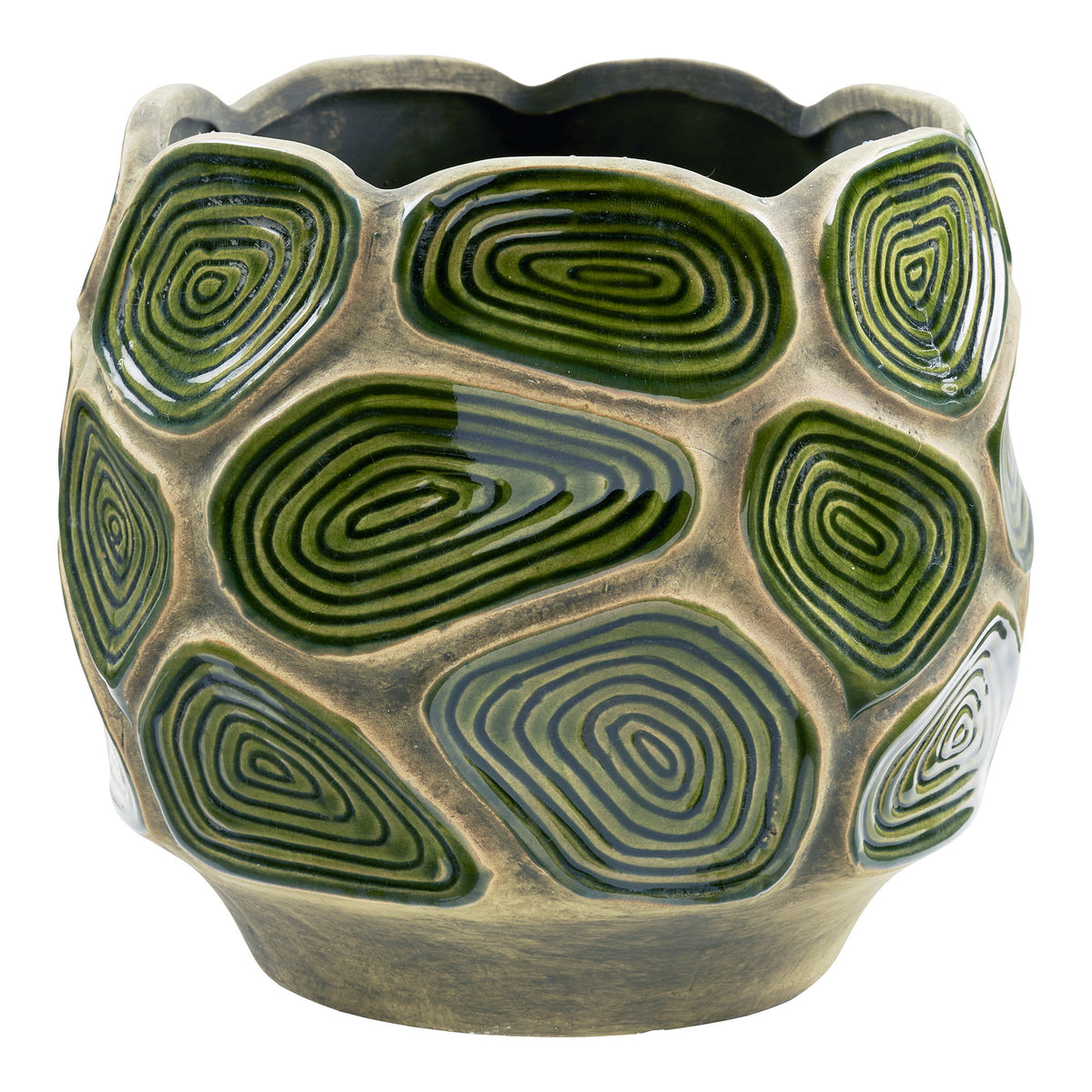 Dark green/brown ceramic flower pot - Ø18x16 cm