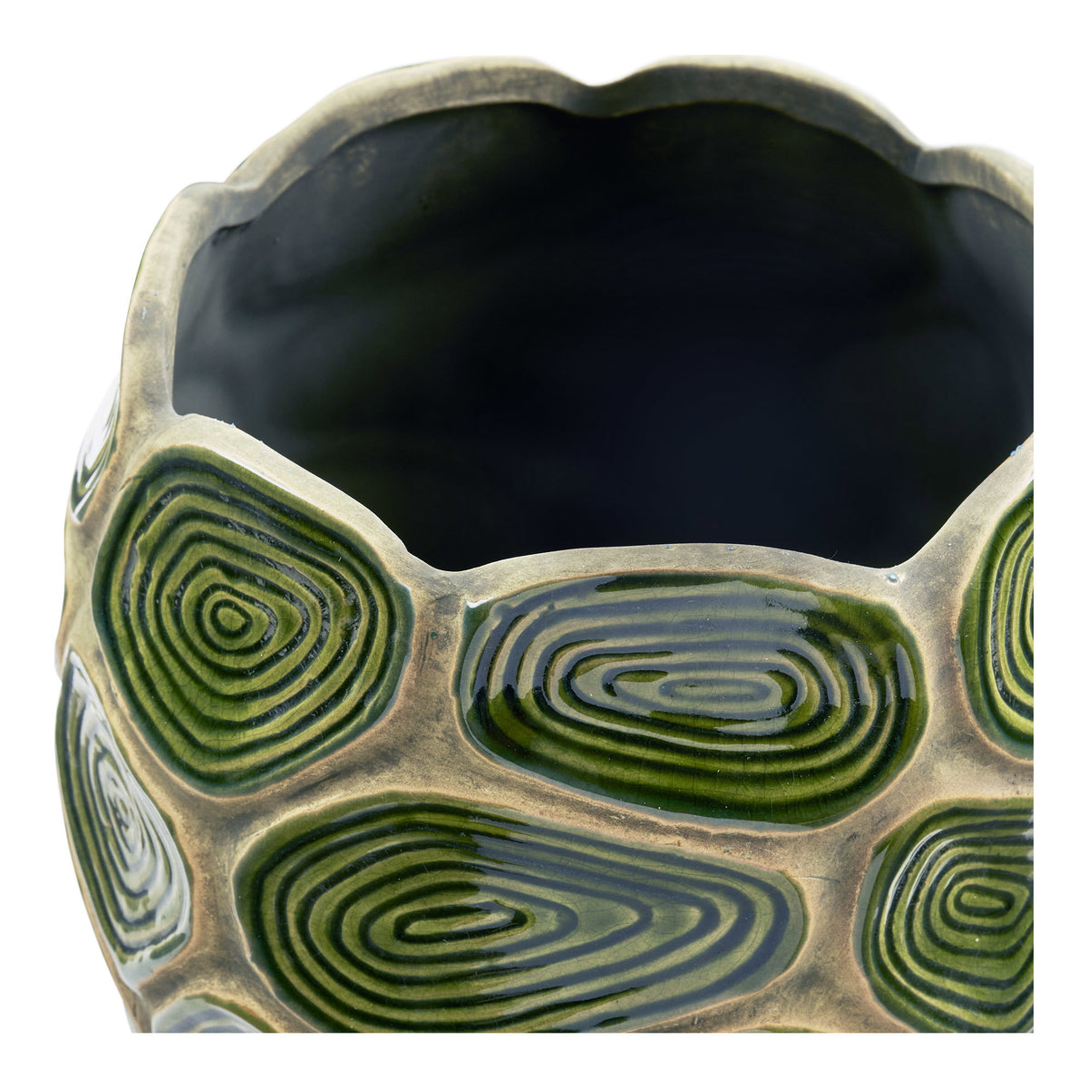 Dark green/brown ceramic flower pot - Ø18x16 cm