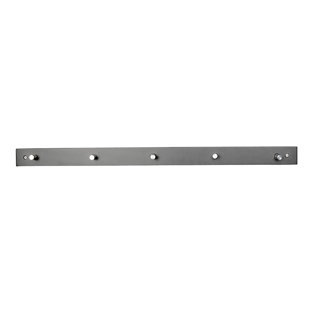 Padova Coat Rack - Wood/metal, 5 hooks, black 70x5 cm