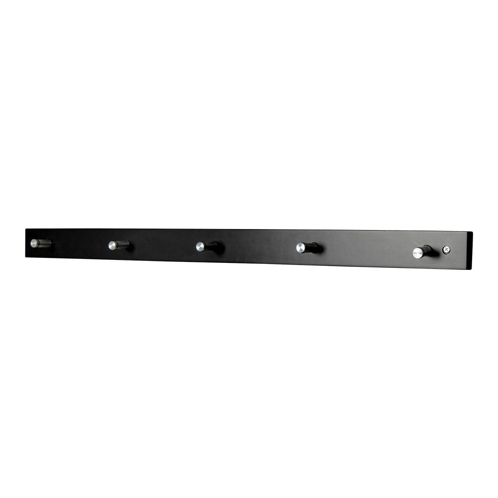 Padova Coat Rack - Wood/metal, 5 hooks, black 70x5 cm