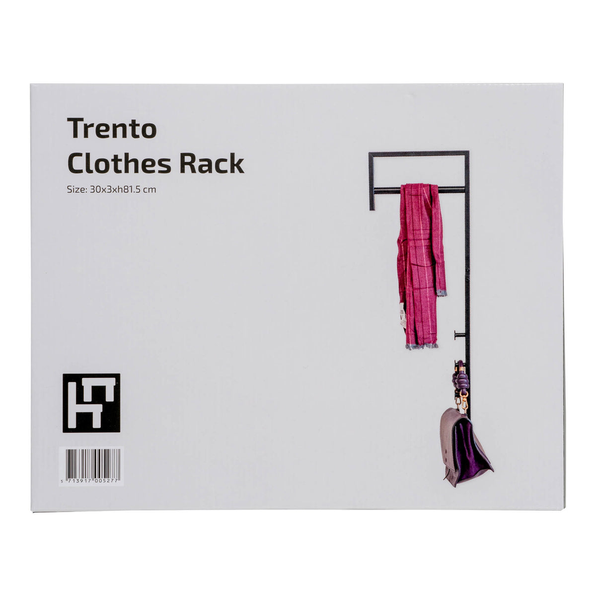 Black metal clothing rack Trento freestanding - 3x30x82 cm