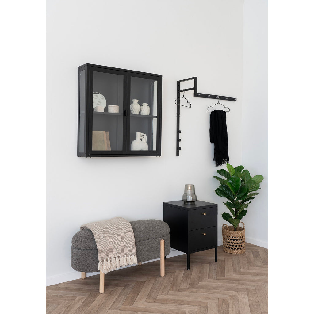 Schwarzer Metall-Kleiderständer Trento freistehend - 3x30x82 cm