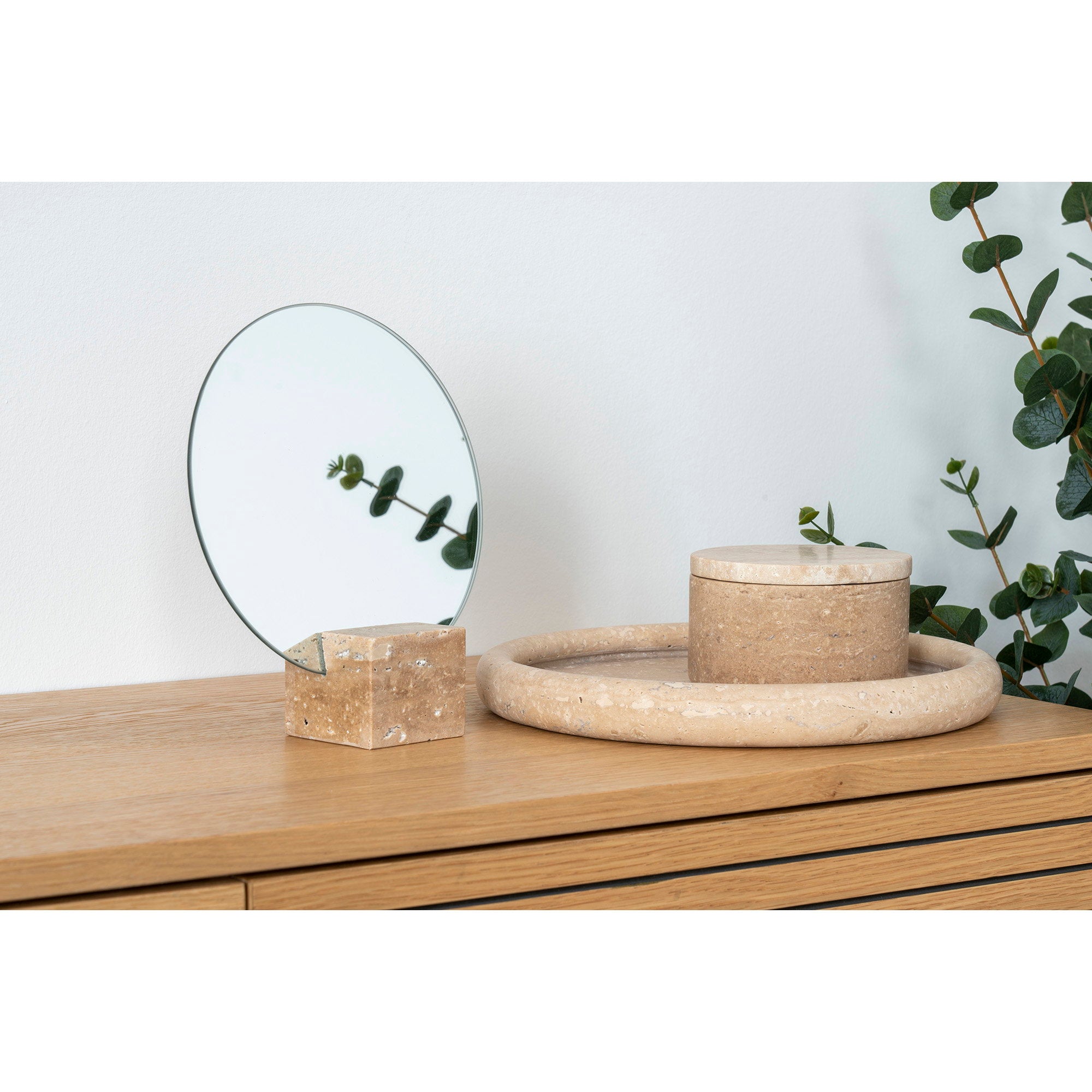 Dienblad - Travertin, naturel Ø25,5 cm