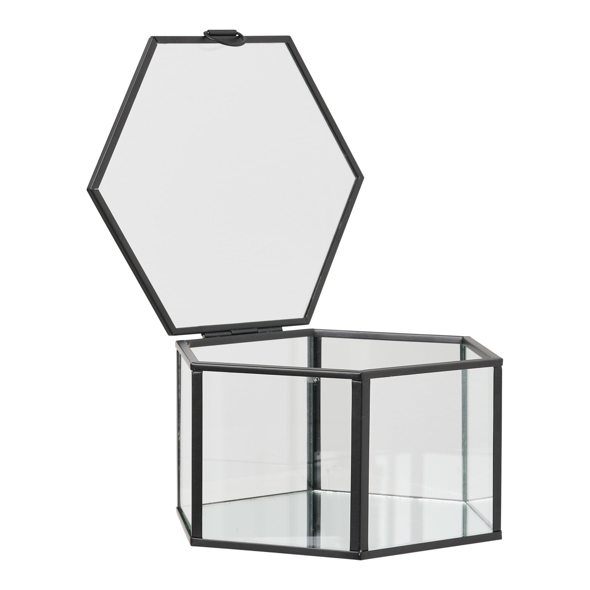 Torpe Opbergdozen - Glas/metaal, transparant/zwart (set van 2)