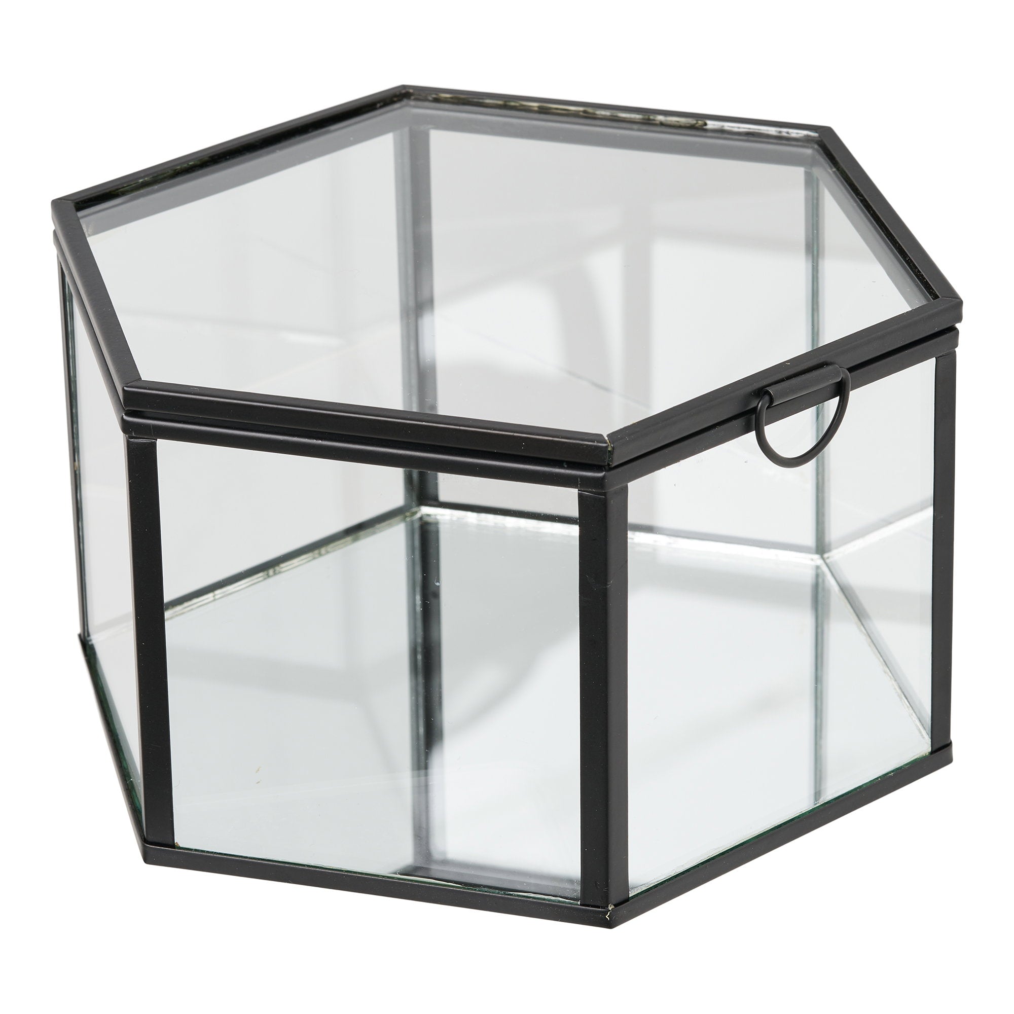 Torpe Opbergdozen - Glas/metaal, transparant/zwart (set van 2)