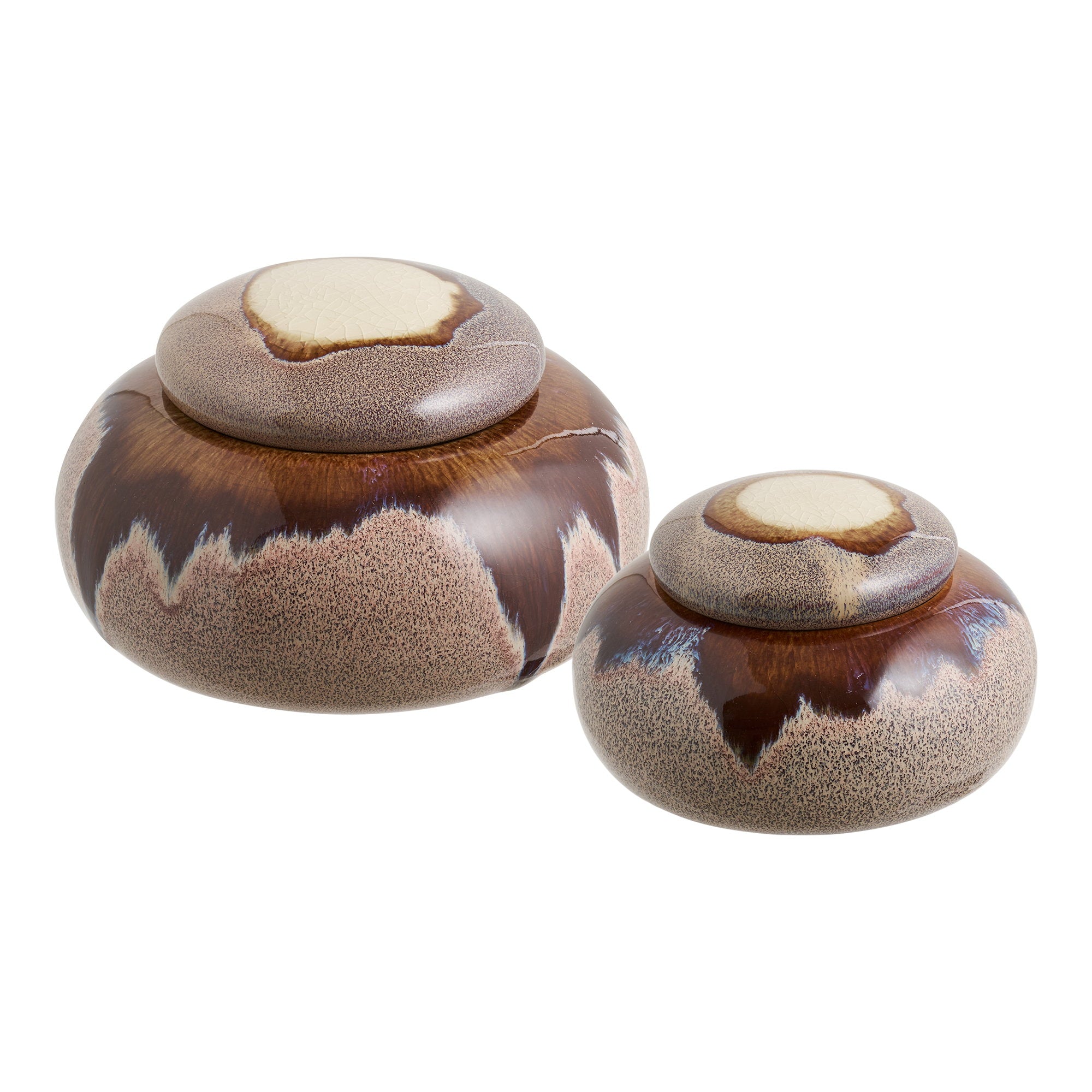 Potten - Keramiek, bruin (set van 2)