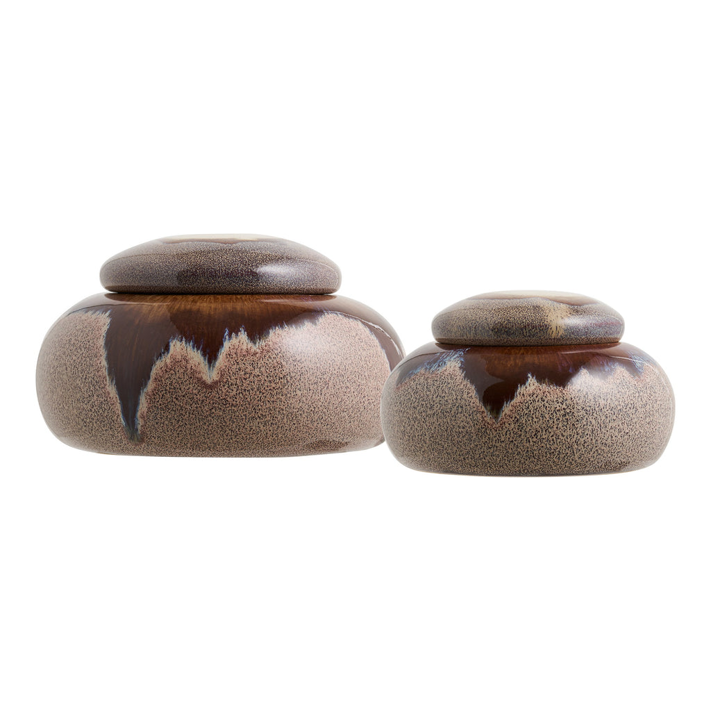 Potten - Keramiek, bruin (set van 2)