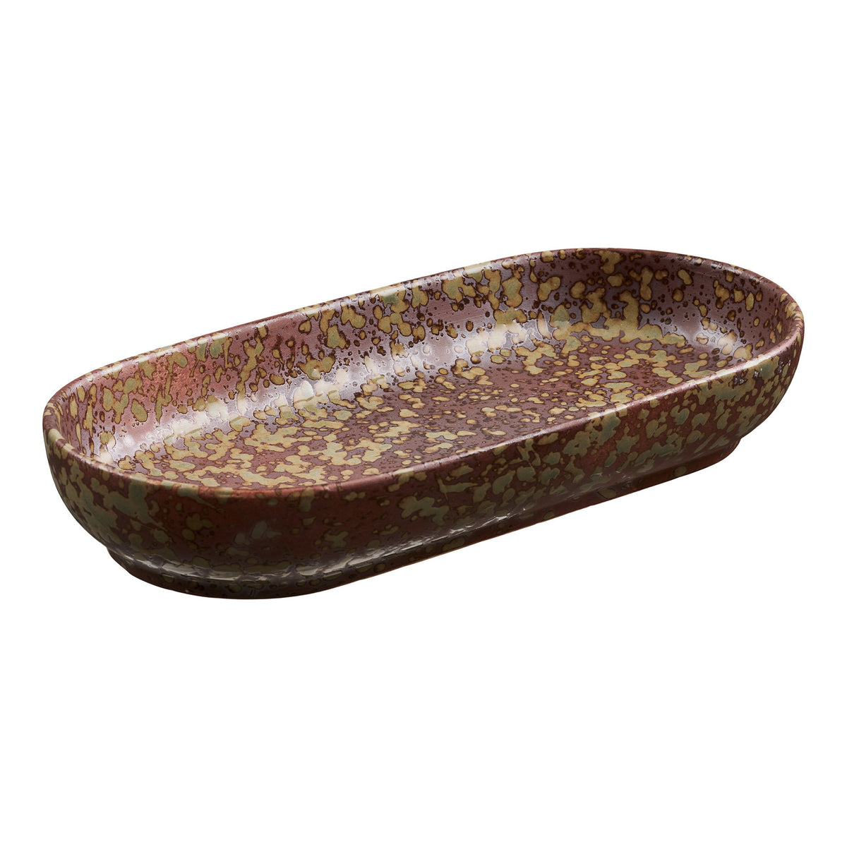 Tray - Tray, ceramic, dark brown/Forest Night green, 11x23.5x3.5 cm