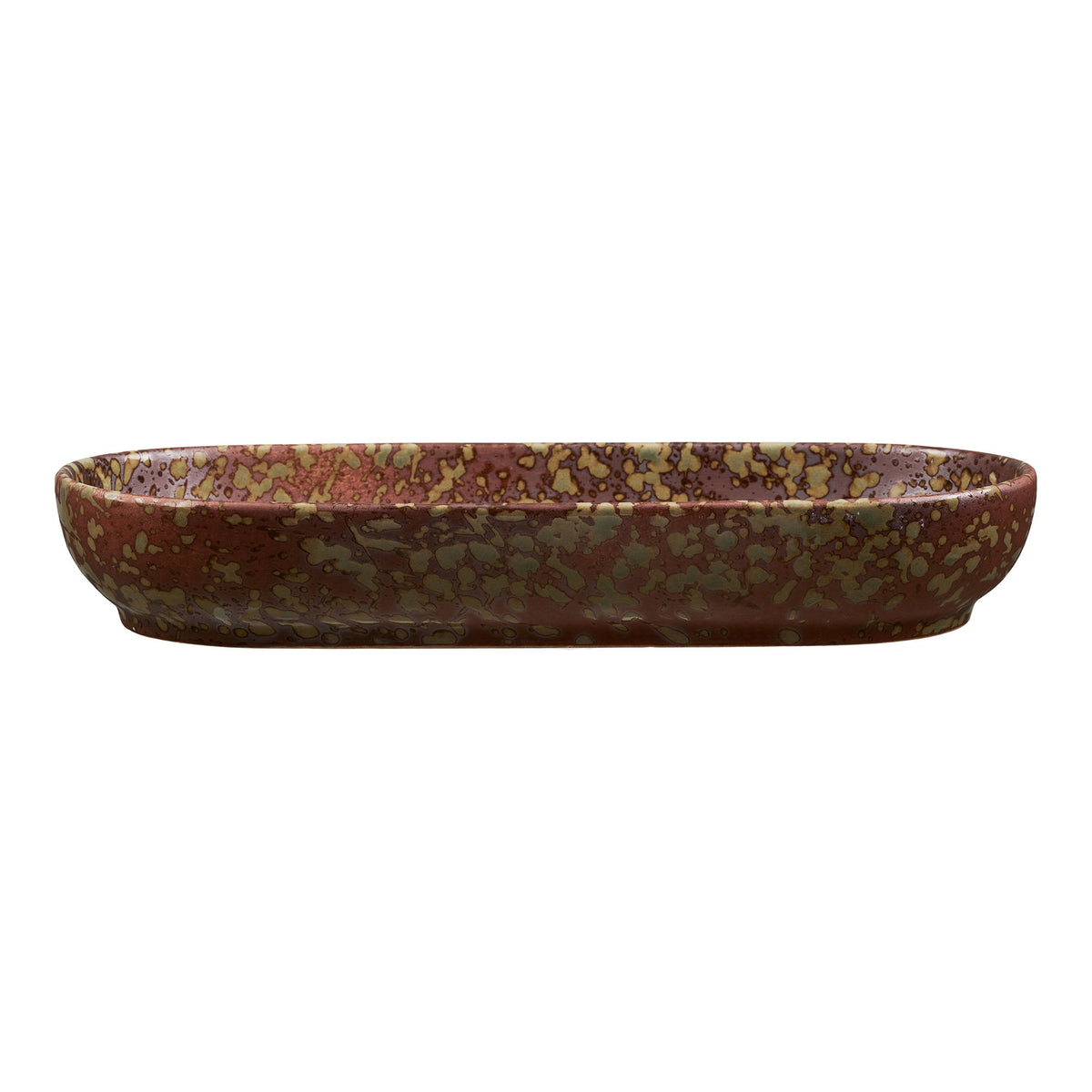 Tray - Tray, ceramic, dark brown/Forest Night green, 11x23.5x3.5 cm