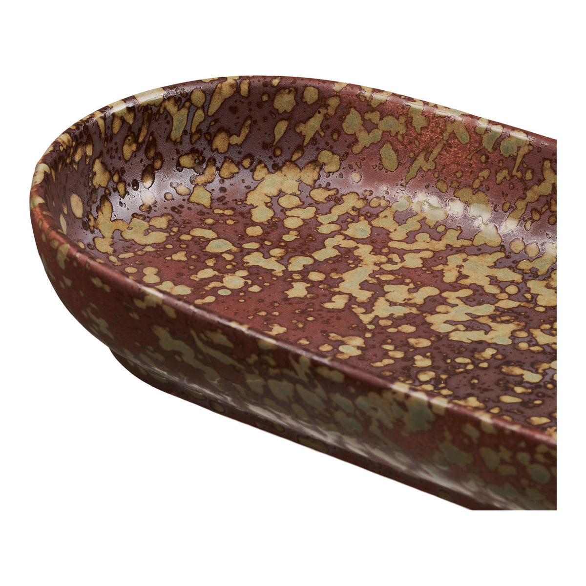 Tray - Tray, ceramic, dark brown/Forest Night green, 11x23.5x3.5 cm