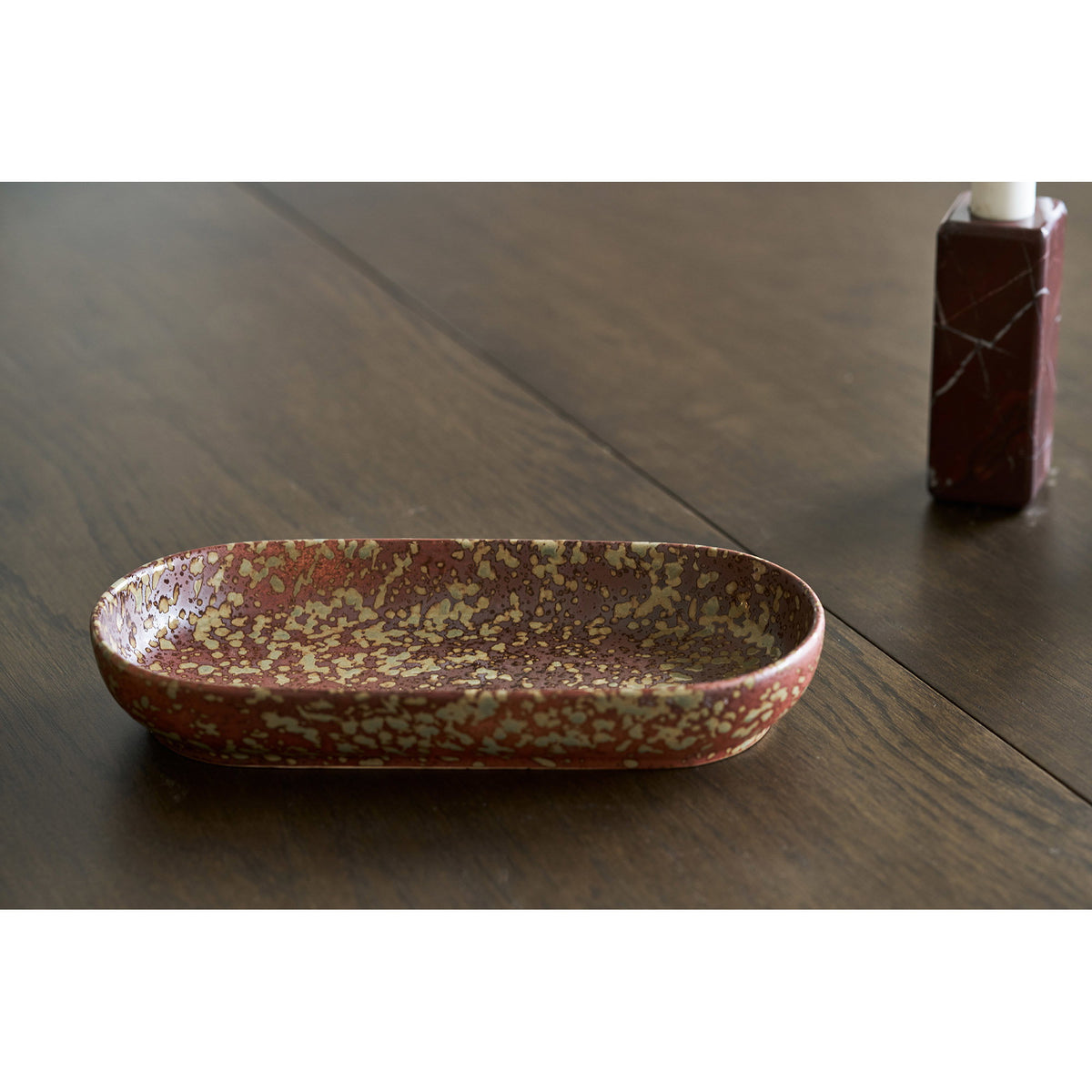 Tray - Tray, ceramic, dark brown/Forest Night green, 11x23.5x3.5 cm