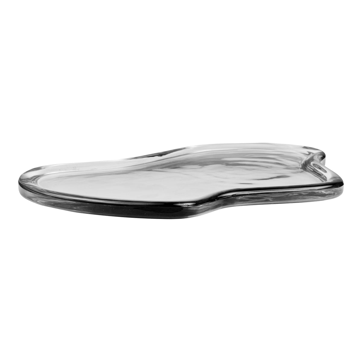Smoke gray glass serving tray - 30x21x1.5 cm