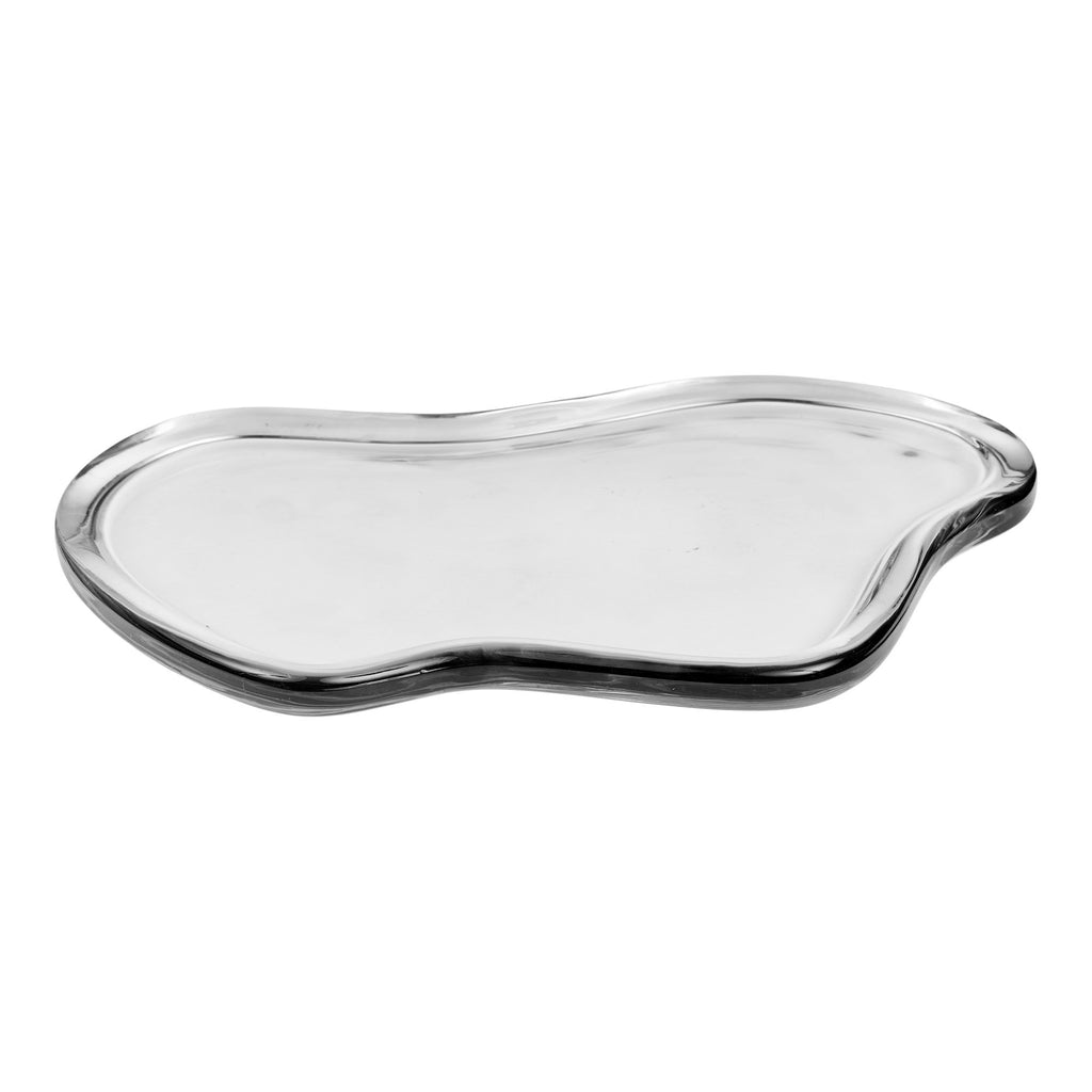 Smoke gray glass serving tray - 30x21x1.5 cm