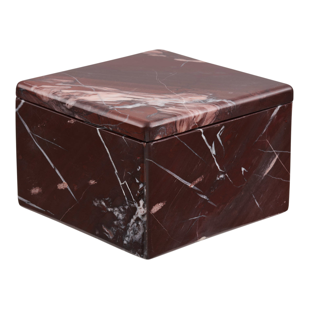 Jar - Pot, marble, maroon, 12x12x8 cm