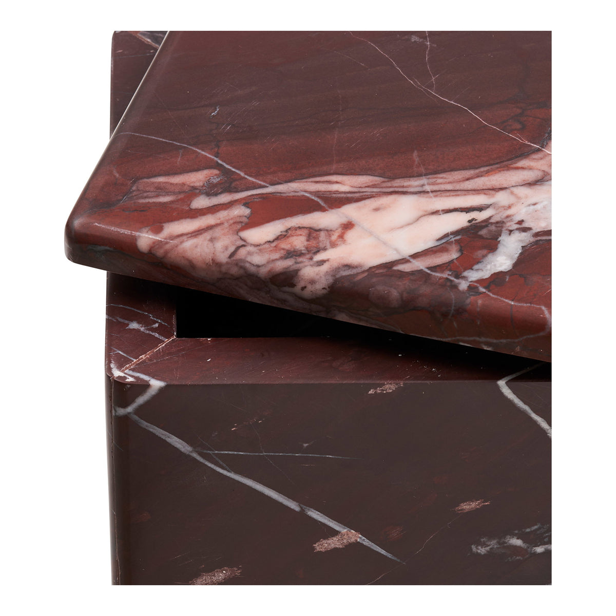 Jar - Pot, marble, maroon, 12x12x8 cm