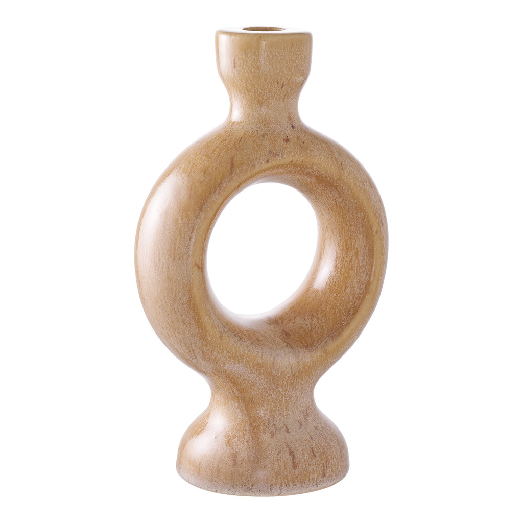 Kandelaar - Keramiek, bruin 13,5x8,8x23,4 cm