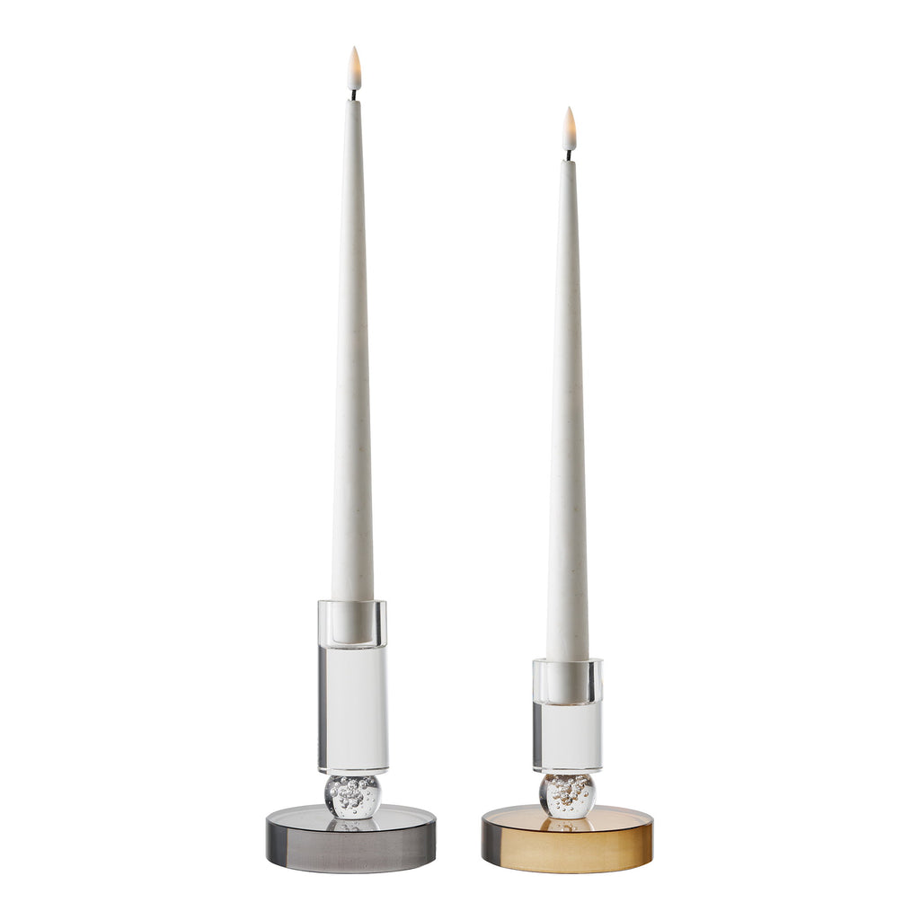 Candle holder - Glass, brown/white Ø8.5x10 cm