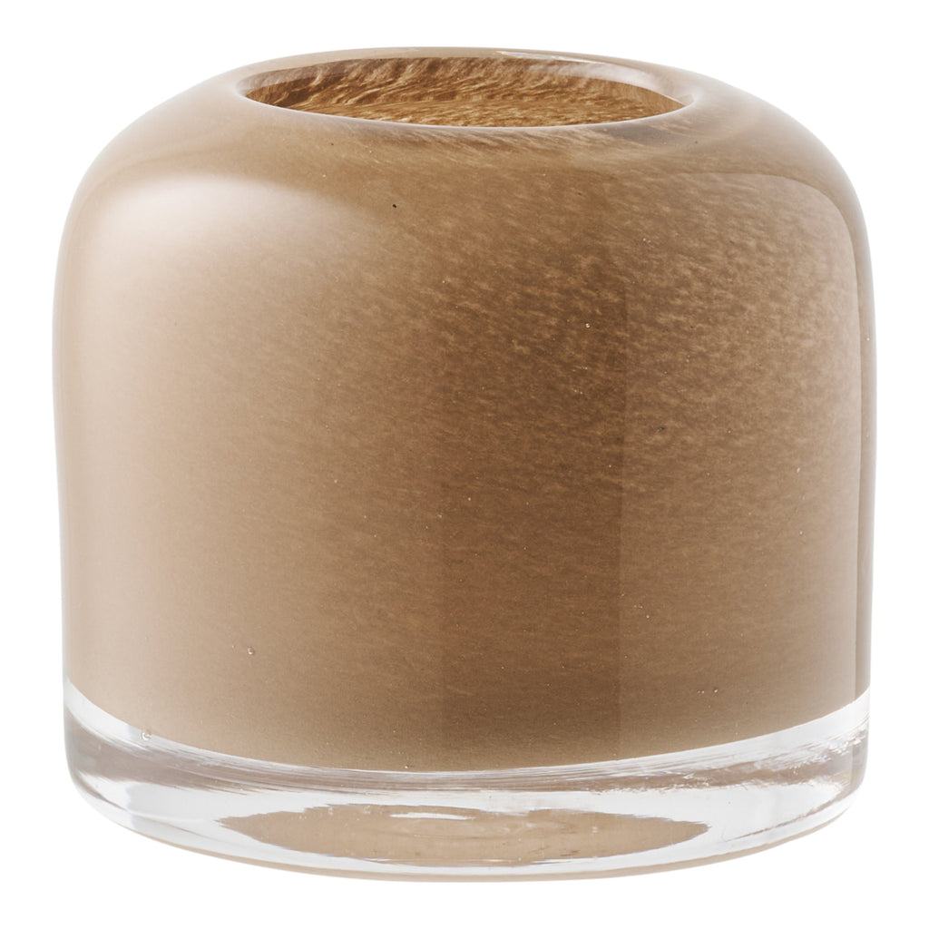 Kandelaar - Mondgeblazen glas, bruin Ø8x7,5 cm
